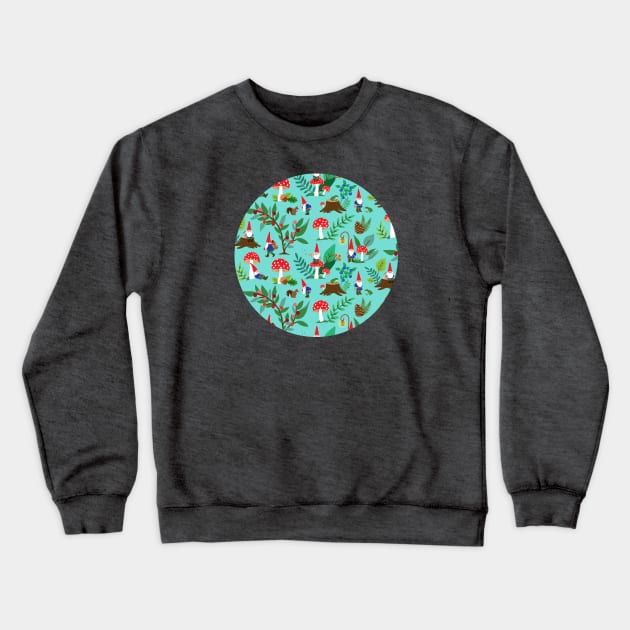 Whimsical gnomes in nature Crewneck Sweatshirt by Jennifer Ladd